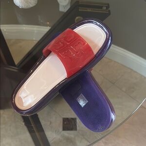 Tory Burch never worn bubble jelly slippers sz 8